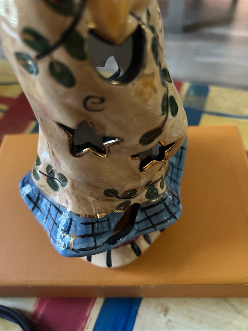 Blue SkyHand-Painted Angel Figurine Lantern - Blue, Yellow, Cream very Detailed - Picture 8 of 12